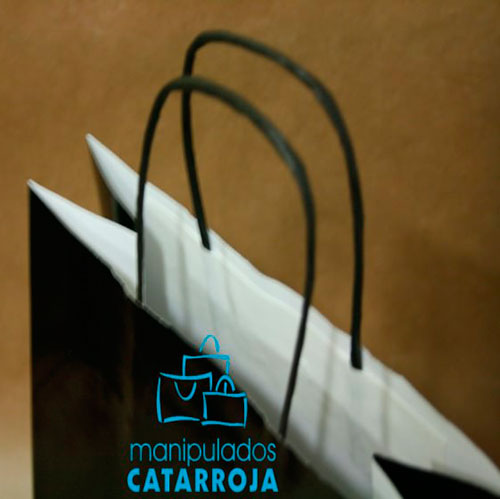 Bolsa de Papel Negra Asa Rizadas